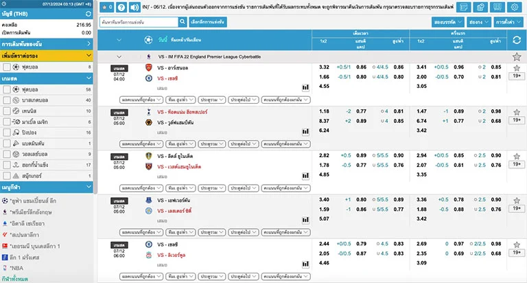 รูปแบบการเล่นพนันในแพลตฟอร์มของ Inplay Matrix Sportsbook
